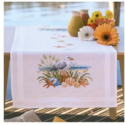 Vervaco Kit Point De Croix Pré-Imprimé Chemin De TableBRISE MARINE Broderie Kit Complet Adulte Loisir Créatif Maison Decoration Manuelle Table Cadeou DIY 40 x 100 cm Cross Stitch Embroidery - Publicité Vervaco Kit Point De Croix Pré-Imprimé Chemin De TableBRISE MARINE Broderie Kit Complet Adulte Loisir Créatif Maison Decoration Manuelle Table Cadeou DIY 40 x 100 cm Cross Stitch Embroidery - Publicité