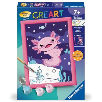 Ravensburger CreArt Kids 13x18 cm Numéro d'art Axolotl Kit de Peinture par numéros Dès 7 Ans 25903 - Publicité Ravensburger CreArt Kids 13x18 cm Numéro d'art Axolotl Kit de Peinture par numéros Dès 7 Ans 25903 - Publicité