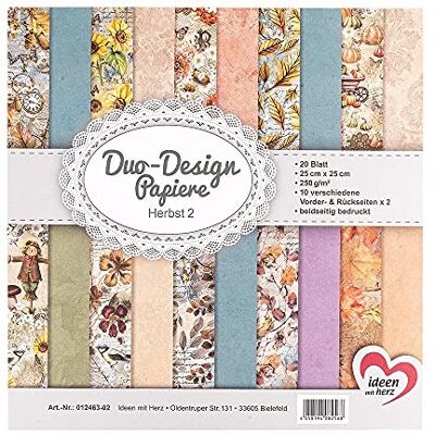 ideen mit herz Papiers décoratifs Duo-Design Bloc de 20 Feuilles de Papier Craft 25 x 25 cm 250g/m² imprimées Recto-Verso Papier Dessin à Motifs idéal pour Scrapbooking (Automne 02) - Publicité ideen mit herz Papiers décoratifs Duo-Design Bloc de 20 Feuilles de Papier Craft 25 x 25 cm 250g/m² imprimées Recto-Verso Papier Dessin à Motifs idéal pour Scrapbooking (Automne 02) - Publicité