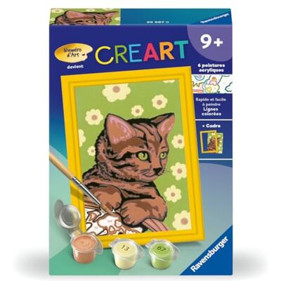 Ravensburger CreArt Kids 8x12 cm Numéro d'art Chaton et Fleurs Kit de Peinture par numéros Dès 9 Ans 25587 - Publicité Ravensburger CreArt Kids 8x12 cm Numéro d'art Chaton et Fleurs Kit de Peinture par numéros Dès 9 Ans 25587 - Publicité