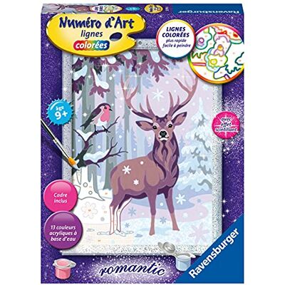 Ravensburger – Numéro d’Art Format 18x24cm – Cerf Romantique – Loisir créatif – Kit de Peinture par numéros – avec Effet Scintillant – Activité créative – Dès 9 Ans – 28794 – Version française - Publicité Ravensburger – Numéro d’Art Format 18x24cm – Cerf Romantique – Loisir créatif – Kit de Peinture par numéros – avec Effet Scintillant – Activité créative – Dès 9 Ans – 28794 – Version française - Publicité