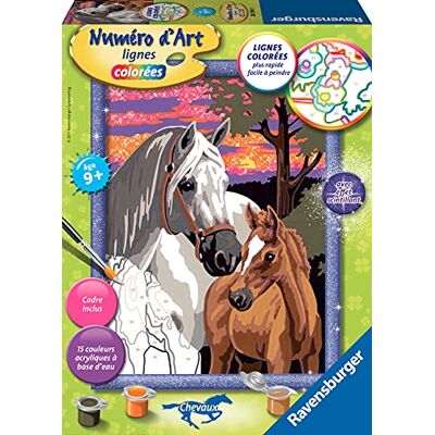 Ravensburger – Numéro d’Art Format 18x24cm – Chevaux au Coucher du Soleil – Loisir créatif – Kit de Peinture par numéros – avec Effet Scintillant – Activité détente et créative – Dès 9 Ans – 28598 - Publicité Ravensburger – Numéro d’Art Format 18x24cm – Chevaux au Coucher du Soleil – Loisir créatif – Kit de Peinture par numéros – avec Effet Scintillant – Activité détente et créative – Dès 9 Ans – 28598 - Publicité