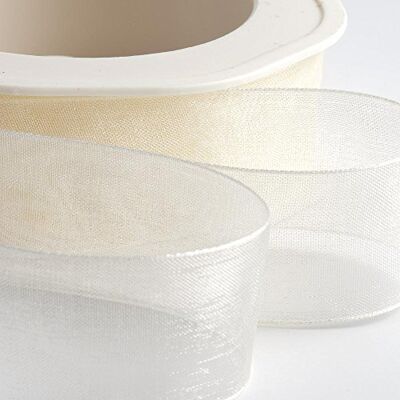 Italian Options Ruban en organza transparent pour emballage cadeau, artisanat, mariage, bouquets de fleurs, anniversaire, décoration, décoration, 25 mm x 20 m, ivoire pâle - Publicité Italian Options Ruban en organza transparent pour emballage cadeau, artisanat, mariage, bouquets de fleurs, anniversaire, décoration, décoration, 25 mm x 20 m, ivoire pâle - Publicité