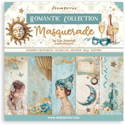 Papier de Scrapbooking Stamperia Masquerade - Bleu Beige Mascarade - Publicité Papier de Scrapbooking Stamperia Masquerade - Bleu Beige Mascarade - Publicité