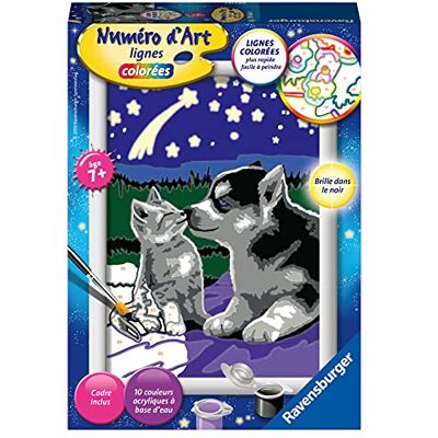 Ravensburger – Numéro d’Art Format 13x18cm – Chiot Husky et Chaton – Loisir créatif – Kit Peinture par numéros – Peinture phosphorescente – Activité créative – Dès 7 Ans – 29666 – Version française - Publicité Ravensburger – Numéro d’Art Format 13x18cm – Chiot Husky et Chaton – Loisir créatif – Kit Peinture par numéros – Peinture phosphorescente – Activité créative – Dès 7 Ans – 29666 – Version française - Publicité