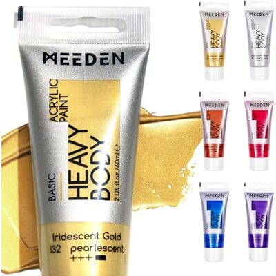MEEDEN Lot de 6 peintures acryliques métallisées 60 ml Or, argent, cuivre Poudre de mica Toile et bois Peinture acrylique intense - Publicité MEEDEN Lot de 6 peintures acryliques métallisées 60 ml Or, argent, cuivre Poudre de mica Toile et bois Peinture acrylique intense - Publicité