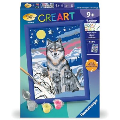 Ravensburger CreArt Kids 13x18 cm Numéro d'art Famille de Loups Kit de Peinture par numéros avec pièces de Bijoux Dès 9 Ans 25714 - Publicité Ravensburger CreArt Kids 13x18 cm Numéro d'art Famille de Loups Kit de Peinture par numéros avec pièces de Bijoux Dès 9 Ans 25714 - Publicité