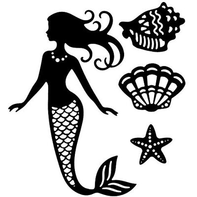 ideen mit herz Lot de 4 matrices de découpe Motif sirène Monde sous-marin Coquillage et étoile de mer Pour anniversaire à thème - Publicité ideen mit herz Lot de 4 matrices de découpe Motif sirène Monde sous-marin Coquillage et étoile de mer Pour anniversaire à thème - Publicité