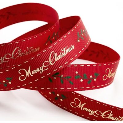 Italian Options Ruban gros grain Merry Christmas 16 mm x 5 m Rouge/feuille d'or - Publicité Italian Options Ruban gros grain Merry Christmas 16 mm x 5 m Rouge/feuille d'or - Publicité