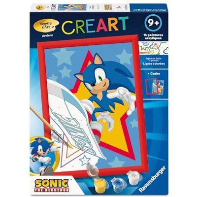 Ravensburger – CreArt Kids 18x24cm – Numéro d'art – Sonic – Kit de Peinture par numéros – Dès 7 Ans – 12023230 - Publicité Ravensburger – CreArt Kids 18x24cm – Numéro d'art – Sonic – Kit de Peinture par numéros – Dès 7 Ans – 12023230 - Publicité