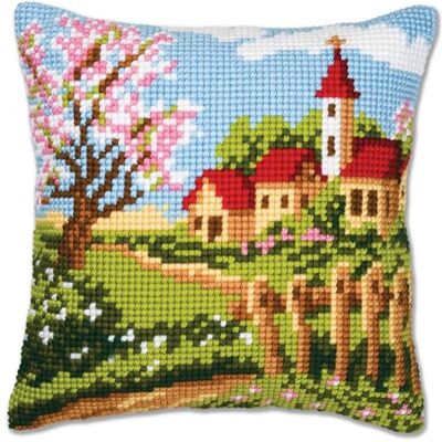Kit de coussin Vervaco point de croix - 40x40cm - Publicité Kit de coussin Vervaco point de croix - 40x40cm - Publicité