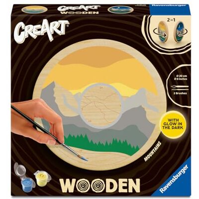Ravensburger – CreArt Wooden – Bois – Adulte – Peinture par numéros – Moutains – Activité détente et créative – 25923 - Publicité Ravensburger – CreArt Wooden – Bois – Adulte – Peinture par numéros – Moutains – Activité détente et créative – 25923 - Publicité