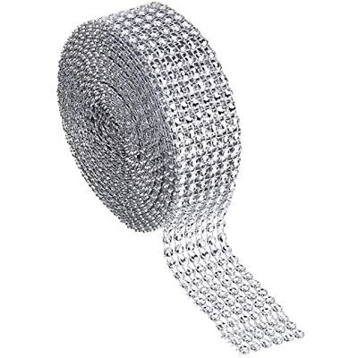 Deolven Strass 6 Rangées 9m Acrylique Diamant Ruban à Coudre, Creux Rhinestone Décoratif pour Anniversaire, Mariage, Gâteaux, Artisanat Argent - Publicité Deolven Strass 6 Rangées 9m Acrylique Diamant Ruban à Coudre, Creux Rhinestone Décoratif pour Anniversaire, Mariage, Gâteaux, Artisanat Argent - Publicité
