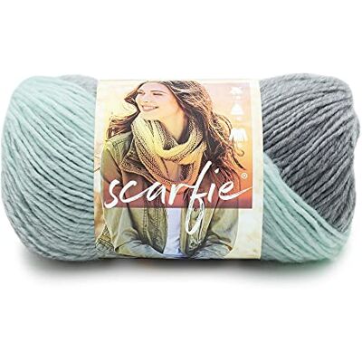 Fil Lion Brand Yarn Scarfie - Menthe & Argent - Pour tricot et crochet - Publicité Fil Lion Brand Yarn Scarfie - Menthe & Argent - Pour tricot et crochet - Publicité