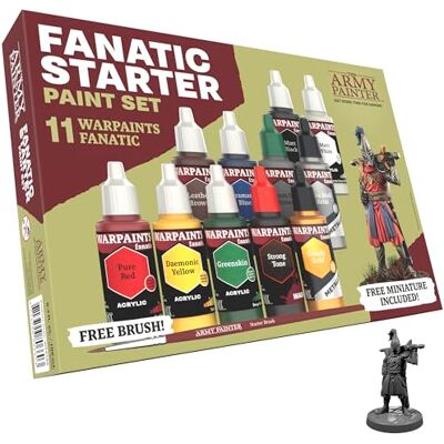 The Army Painter Warpaints Fanatic: Starter Set, 11 x 18 ml Peintures Acryliques incl. Métalliques, Lavis, Apprêt, 1 Figurine & 1 Pinceau Peinture pour D&D & Warhammer. Publicité The Army Painter Warpaints Fanatic: Starter Set, 11 x 18 ml Peintures Acryliques incl. Métalliques, Lavis, Apprêt, 1 Figurine & 1 Pinceau Peinture pour D&D & Warhammer. Publicité