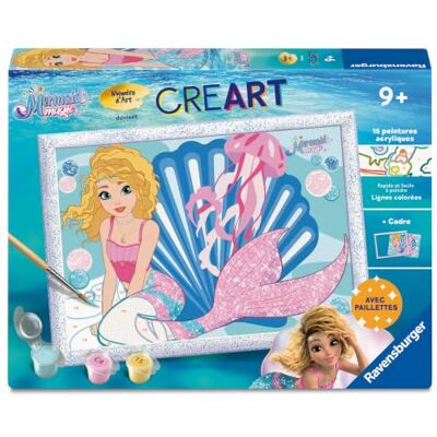 Ravensburger – CreArt Kids 18x24cm – Numéro d'art – Merlinda – Sirènes Suprêmes – Loisir créatif – Kit de Peinture par numéros – Activité détente et créative–Dès 9 Ans – 12023339 – Version française - Publicité Ravensburger – CreArt Kids 18x24cm – Numéro d'art – Merlinda – Sirènes Suprêmes – Loisir créatif – Kit de Peinture par numéros – Activité détente et créative–Dès 9 Ans – 12023339 – Version française - Publicité