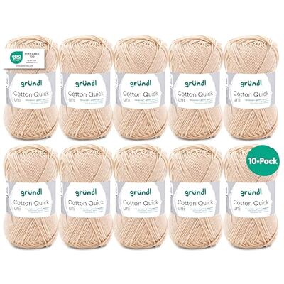 Gründl Laine Cotton Quick uni Fil à crocheter 10 pelotes 50 g, Coquille laine fine pour crochet – fil à tricoter – fil à crocheter – brillante et douce pour la peau – 100 % coton – 50 g / 125 m - Publicité Gründl Laine Cotton Quick uni Fil à crocheter 10 pelotes 50 g, Coquille laine fine pour crochet – fil à tricoter – fil à crocheter – brillante et douce pour la peau – 100 % coton – 50 g / 125 m - Publicité