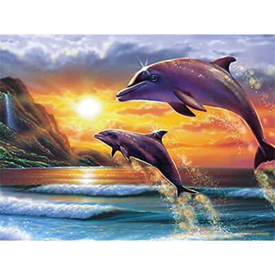 Pracht Creatives Hobby Diamond Painting Set, tableau avec motif dauphins et accessoires, dimensions env. 35 x 25 cm, set de bricolage pour peindre avec des pierres brillantes pour enfants à partir de 5 ans - Publicité Pracht Creatives Hobby Diamond Painting Set, tableau avec motif dauphins et accessoires, dimensions env. 35 x 25 cm, set de bricolage pour peindre avec des pierres brillantes pour enfants à partir de 5 ans - Publicité