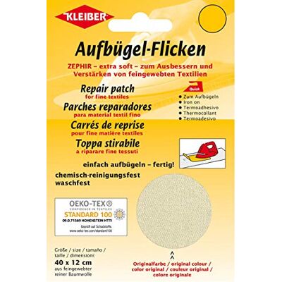Kleiber 40 x 12 cm Patch Coton thermocollant pour réparer Textiles à Mailles Fines, Crème - Publicité Kleiber 40 x 12 cm Patch Coton thermocollant pour réparer Textiles à Mailles Fines, Crème - Publicité