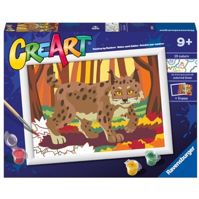 Ravensburger CreArt Série D Classic : Lynx dans la forêt, kit de peinture par numéros, contient une planche pré-imprimée, un pinceau, des couleurs et des accessoires, jeu créatif pour enfants de 9 ans - Publicité Ravensburger CreArt Série D Classic : Lynx dans la forêt, kit de peinture par numéros, contient une planche pré-imprimée, un pinceau, des couleurs et des accessoires, jeu créatif pour enfants de 9 ans - Publicité