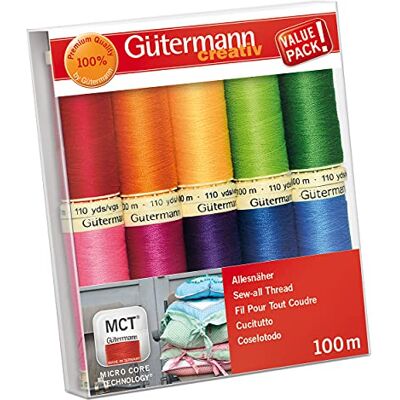 Ensemble de fils à coudre Gütermann - Couleurs vives - Publicité Ensemble de fils à coudre Gütermann - Couleurs vives - Publicité