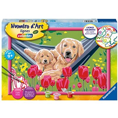 Ravensburger – Numéro d’Art Grand Format – Labrador et Tulipes – Loisir créatif – Kit de Peinture par numéros – Activité détente et créative – Dès 7 Ans – 23598 – Version française - Publicité Ravensburger – Numéro d’Art Grand Format – Labrador et Tulipes – Loisir créatif – Kit de Peinture par numéros – Activité détente et créative – Dès 7 Ans – 23598 – Version française - Publicité