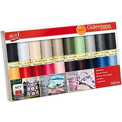 Ensemble de fils Gütermann Gutermann - Sew-All - 20x100m Multicolore - Publicité Ensemble de fils Gütermann Gutermann - Sew-All - 20x100m Multicolore - Publicité