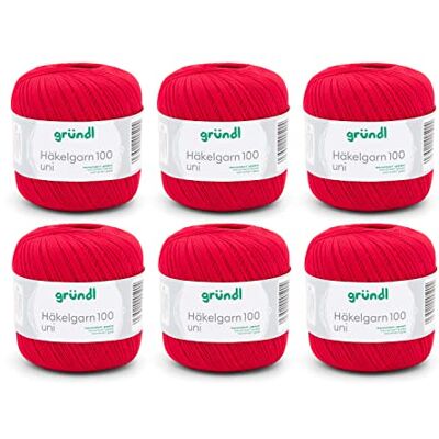 Fil crochet en coton Gründl - Rouge signal - Fil à crocheter - Publicité Fil crochet en coton Gründl - Rouge signal - Fil à crocheter - Publicité