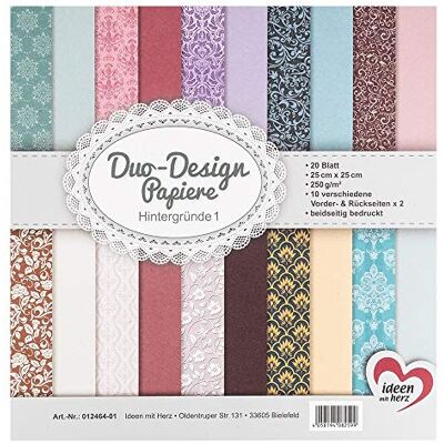 ideen mit herz Papiers décoratifs Duo-Design Bloc de 20 Feuilles de Papier Craft 25 x 25 cm 250g/m² imprimées Recto-Verso Papier Dessin à Motifs idéal pour Scrapbooking (Décors 01) - Publicité ideen mit herz Papiers décoratifs Duo-Design Bloc de 20 Feuilles de Papier Craft 25 x 25 cm 250g/m² imprimées Recto-Verso Papier Dessin à Motifs idéal pour Scrapbooking (Décors 01) - Publicité