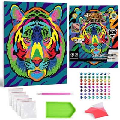 Splat Planet - Tiger Pop Art - Encadré - Diamond Painting Kit - Publicité Splat Planet - Tiger Pop Art - Encadré - Diamond Painting Kit - Publicité