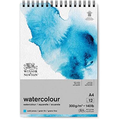 Winsor & Newton Papier, Mélange de 25% Coton et Fibres de Cellulose, Bloc Spirale Grain Fin 300G A4 12F, Set de 12 Pièces - Publicité Winsor & Newton Papier, Mélange de 25% Coton et Fibres de Cellulose, Bloc Spirale Grain Fin 300G A4 12F, Set de 12 Pièces - Publicité