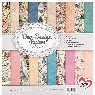 ideen mit herz Papiers décoratifs Duo-Design Bloc de 20 Feuilles de Papier Craft 25 x 25 cm 250g/m² imprimées Recto-Verso Papier Dessin à Motifs idéal pour Scrapbooking (Vintage 03) - Publicité ideen mit herz Papiers décoratifs Duo-Design Bloc de 20 Feuilles de Papier Craft 25 x 25 cm 250g/m² imprimées Recto-Verso Papier Dessin à Motifs idéal pour Scrapbooking (Vintage 03) - Publicité