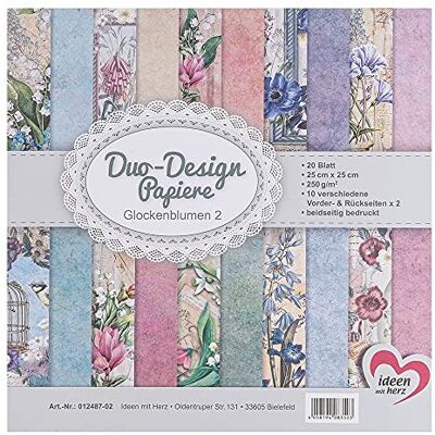 ideen mit herz Papiers décoratifs Duo-Design Bloc de 20 Feuilles de Papier Craft 25 x 25 cm 250g/m² imprimées Recto-Verso Papier Dessin à Motifs idéal pour Scrapbooking (Campanules 02) - Publicité ideen mit herz Papiers décoratifs Duo-Design Bloc de 20 Feuilles de Papier Craft 25 x 25 cm 250g/m² imprimées Recto-Verso Papier Dessin à Motifs idéal pour Scrapbooking (Campanules 02) - Publicité