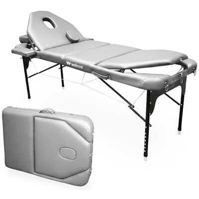 QUIRUMED WELLCORE Table Pliante en Aluminium avec Double Dossier Rabattable, 185 x 65 cm, Similicuir Hauteur réglable, tête articulée, Trou Facial, Couleur Argent, Sac à Dos de Transport, jusqu'à 225 kg - Publicité QUIRUMED WELLCORE Table Pliante en Aluminium avec Double Dossier Rabattable, 185 x 65 cm, Similicuir Hauteur réglable, tête articulée, Trou Facial, Couleur Argent, Sac à Dos de Transport, jusqu'à 225 kg - Publicité
