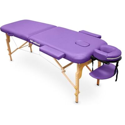 QUIRUMED WELLCORE Table de Massage Pliante en Bois, 180 x 60 cm, avec Accoudoirs, Appui-Tête Réglable, Trou Facial et Sac de Transport, Hauteur Réglable, Violet, Jusqu'à 225 kg - Publicité QUIRUMED WELLCORE Table de Massage Pliante en Bois, 180 x 60 cm, avec Accoudoirs, Appui-Tête Réglable, Trou Facial et Sac de Transport, Hauteur Réglable, Violet, Jusqu'à 225 kg - Publicité