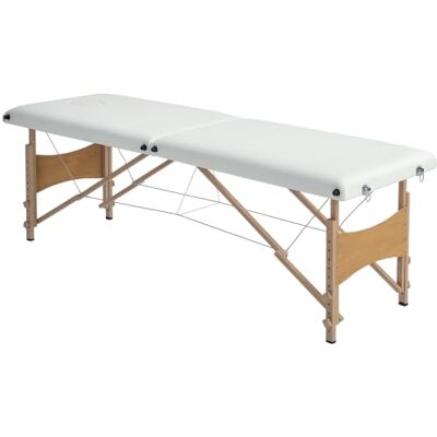 HOMCOM Table de Massage Pliante Lit de Massage 2 Zones 186 x 60 cm Crème - Publicité HOMCOM Table de Massage Pliante Lit de Massage 2 Zones 186 x 60 cm Crème - Publicité