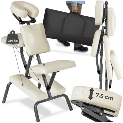 tectake Fauteuil pour Studio de Tatouage, esthéticienne, Massage, Professionnel, Beige, avec Sac - Publicité tectake Fauteuil pour Studio de Tatouage, esthéticienne, Massage, Professionnel, Beige, avec Sac - Publicité