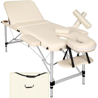 tectake ® Table de Massage Pliante Professionnelle 3 Zones Massage et Relaxation Cadre en AluminiumTable Esthetique Professionnel Lit de Massage Portable à roulettes, Accessoires Inclus Beige - Publicité tectake ® Table de Massage Pliante Professionnelle 3 Zones Massage et Relaxation Cadre en AluminiumTable Esthetique Professionnel Lit de Massage Portable à roulettes, Accessoires Inclus Beige - Publicité