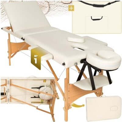 tectake ® Table de Massage Pliante Professionnelle 3 Zones Massage et Relaxation Bois Table Esthetique Professionnel Cosmetique Lit de Massage Portable Repose Bras & Housse de Transport Beige - Publicité tectake ® Table de Massage Pliante Professionnelle 3 Zones Massage et Relaxation Bois Table Esthetique Professionnel Cosmetique Lit de Massage Portable Repose Bras & Housse de Transport Beige - Publicité
