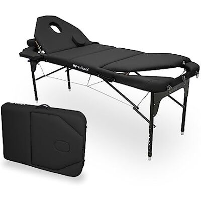 QUIRUMED WELLCORE Table Pliante en Aluminium avec Double Dossier Rabattable, 185 x 65 cm, Similicuir Hauteur réglable, tête articulée, Trou Facial, Couleur Noir, Sac de Transport, jusqu'à 225 kg - Publicité QUIRUMED WELLCORE Table Pliante en Aluminium avec Double Dossier Rabattable, 185 x 65 cm, Similicuir Hauteur réglable, tête articulée, Trou Facial, Couleur Noir, Sac de Transport, jusqu'à 225 kg - Publicité