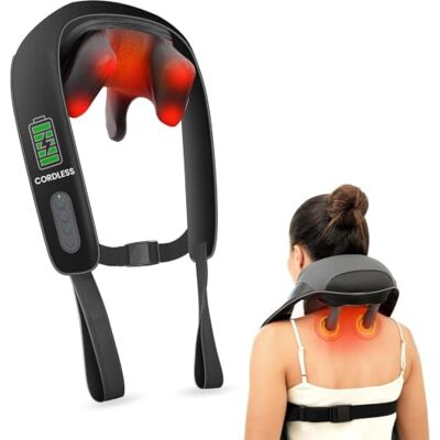 Snailax Masseur de Nuque 4D Sans Fil avec Chaleur 2 niveaux de chaleur, minuterie 10 min, 3 modes, 3 vitesses, cuir PU, pour nuque, épaules et dos, cadeau pour maman et papa - Publicité Snailax Masseur de Nuque 4D Sans Fil avec Chaleur 2 niveaux de chaleur, minuterie 10 min, 3 modes, 3 vitesses, cuir PU, pour nuque, épaules et dos, cadeau pour maman et papa - Publicité
