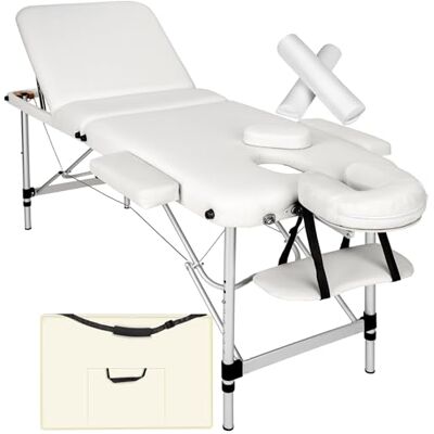 tectake ® Table de Massage Pliante Professionnelle 3 Zones Massage et Relaxation Cadre en AluminiumTable Esthetique Professionnel Lit de Massage Portable à roulettes, Accessoires Inclus Blanc - Publicité tectake ® Table de Massage Pliante Professionnelle 3 Zones Massage et Relaxation Cadre en AluminiumTable Esthetique Professionnel Lit de Massage Portable à roulettes, Accessoires Inclus Blanc - Publicité