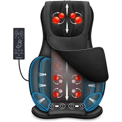 Snailax Siège Massage Shiatsu pour Dos & Cou Masseur avec 8 Rouleaux et 3 Vibration Réglable, Fauteuil Massant Nuque/Lombaire avec Fonction Chauffage Cadeau Homme Femme Noël - Publicité Snailax Siège Massage Shiatsu pour Dos & Cou Masseur avec 8 Rouleaux et 3 Vibration Réglable, Fauteuil Massant Nuque/Lombaire avec Fonction Chauffage Cadeau Homme Femme Noël - Publicité