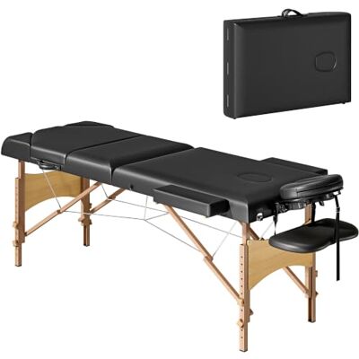 HOMCOM Table de Massage Pliante Portable Bois 215x60x62-89cm Noir - Publicité HOMCOM Table de Massage Pliante Portable Bois 215x60x62-89cm Noir - Publicité