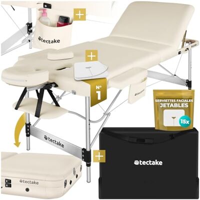 tectake ® Table de Massage Pliante Professionnelle 3 Zones Aluminium Cosmetique Lit de Massage Table Esthetique Tatouage Portable avec Appuie-tête Amovible Repose Bras, Housse de Transport Incluse - Publicité tectake ® Table de Massage Pliante Professionnelle 3 Zones Aluminium Cosmetique Lit de Massage Table Esthetique Tatouage Portable avec Appuie-tête Amovible Repose Bras, Housse de Transport Incluse - Publicité