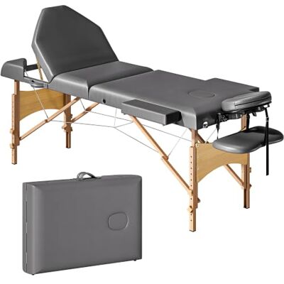 HOMCOM Table de Massage Pliante 3 Zones Hauteur Réglable 185 x 60 cm Gris - Publicité HOMCOM Table de Massage Pliante 3 Zones Hauteur Réglable 185 x 60 cm Gris - Publicité