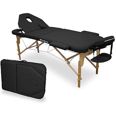 QUIRUMED WELLCORE Table de Massage Pliable en Bois avec Dossier Rabattable, Plus, 185 x 65 cm, Similicuir Hauteur réglable, tête Amovible, Trou Facial, Noir, jusqu'à 225 kg - Publicité QUIRUMED WELLCORE Table de Massage Pliable en Bois avec Dossier Rabattable, Plus, 185 x 65 cm, Similicuir Hauteur réglable, tête Amovible, Trou Facial, Noir, jusqu'à 225 kg - Publicité