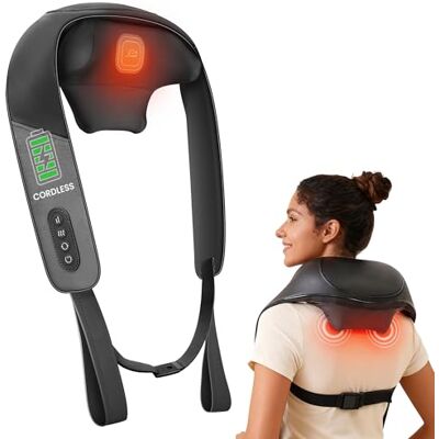 Snailax Masseur Cervical Shiatsu Sans Fil avec Chaleur Massage profond 4D, chauffage au graphène, appareil de massage pour le cou, les épaules et le dos, maison et bureau - Publicité Snailax Masseur Cervical Shiatsu Sans Fil avec Chaleur Massage profond 4D, chauffage au graphène, appareil de massage pour le cou, les épaules et le dos, maison et bureau - Publicité