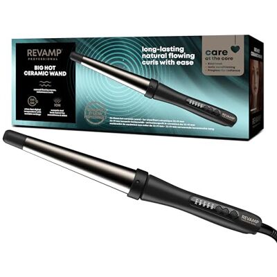 REVAMP Progloss Big Hot Wand – Fer a Boucler conique ceramique pour boucles lâches ou cheveux ondulés – Gant protecteur de chaleur inclus - Publicité REVAMP Progloss Big Hot Wand – Fer a Boucler conique ceramique pour boucles lâches ou cheveux ondulés – Gant protecteur de chaleur inclus - Publicité