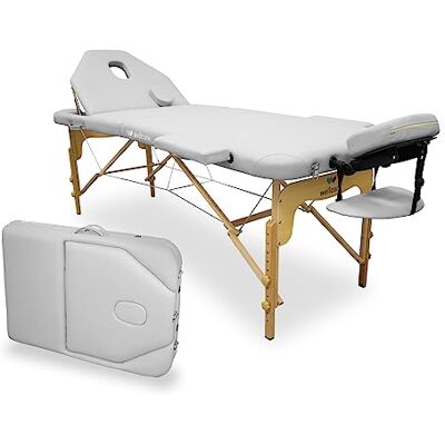 QUIRUMED WELLCORE Table de Massage Pliable avec Dossier Rabattable, fabriquée en Bois, Similicuir Cuir, 195 x 70 cm, Hauteur réglable, tête Amovible, Trou Facial, Blanc, jusqu'à 225 kg - Publicité QUIRUMED WELLCORE Table de Massage Pliable avec Dossier Rabattable, fabriquée en Bois, Similicuir Cuir, 195 x 70 cm, Hauteur réglable, tête Amovible, Trou Facial, Blanc, jusqu'à 225 kg - Publicité